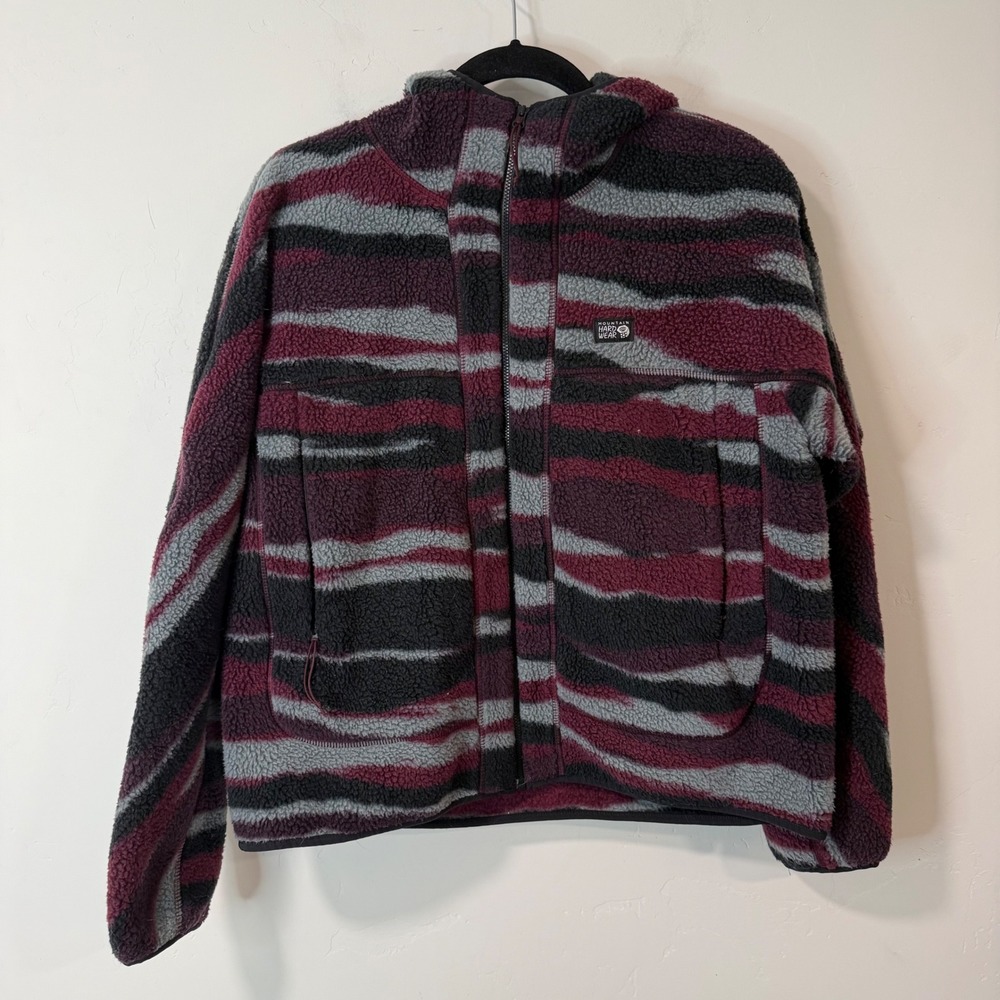 Mountain Hardwear Womens High Camp Sherpa Fleece Jacket Medium Hooded Black Red